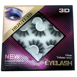 HBZGTLAD 5pairs/6 Pairs Fluffy False Eyelashes Natural Faux Mink Strip 3D Lashes Pack (MDF-12) - package