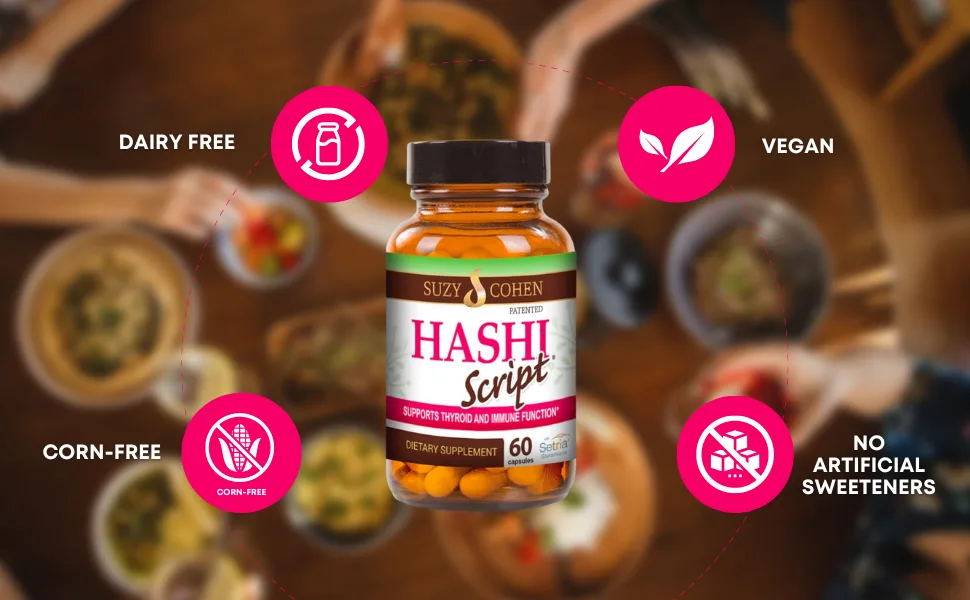 HashiScript Thyroid and Immune Support Formula with Catalase and Glutathione - by Suzy Cohen - Hashi Script Banner