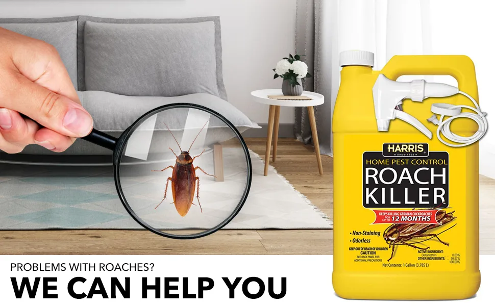 Harris Roach Killer, Liquid Spray with Odorless and Non-Staining 12-Month Extended Residual Kill Formula (Gallon) 128 Ounce - HARRIS Roach Killer Liquid Spray Odorless Non Staining Month Extended Residual Kill Formula Gallon