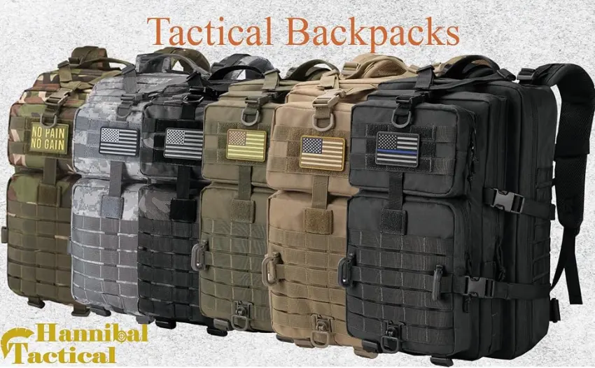 Hannibal Tactical MOLLE Assault Pack, Tactical Backpack Military Army Camping Rucksack, 3-Day Pack Black - military tactical backpack for outdoor and army