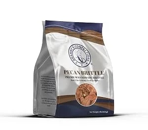 Handmade Pecan Brittle. Grade "A" Pecans. Just Like Granny Used to Make. - One Pound (16oz) Bag - Pecan Brittle Packaging (Front)