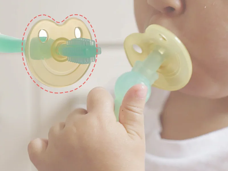 haakaa 360 Baby Toothbrush with Suction Base Infant Silicone Toothbrush Teethers for Babies Teething Toys,1pc (Blue) - BHK075-B