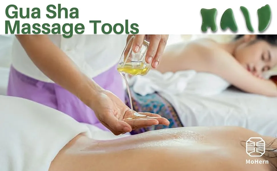 Gua Sha Massage Tools, 4 Pcs Gua Sha Tools of Multi-Shapes, Guasha Scraping Massage Tools for Face and Body by MoHern - gua sha