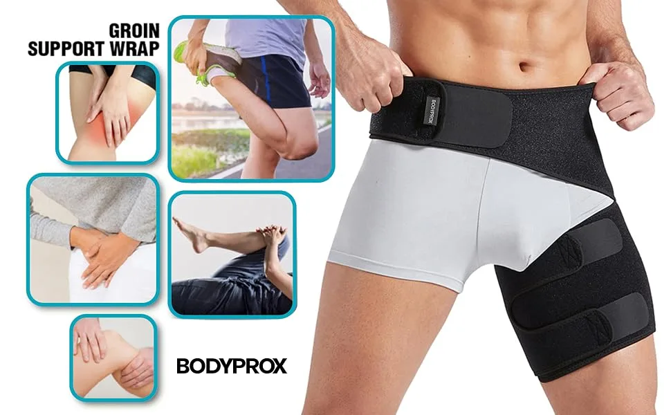 Groin Wrap, Adjustable Support for Hip, Groin, Hamstring, Thigh, and Sciatic Nerve Pain Relief - BODYPROX GROIN SUPPORT WRAP