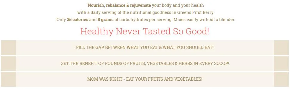 Greens First - Berry - 30 Servings - 10.16 Ounce 10.16 Ounce (Pack of 1) - product information 10