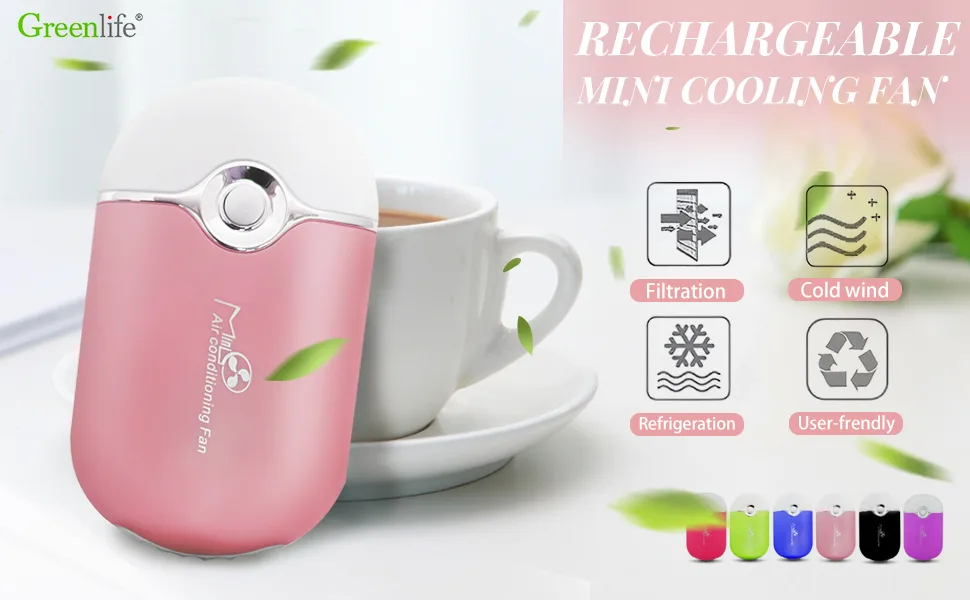 GreenLife USB Rechargeable Portable Mini Fan Cooling Fan Bladeless Handheld Eyelash dryer Mini Handheld Fan Air Conditioning Blower for Eyelash Extension (Black) - product information 1