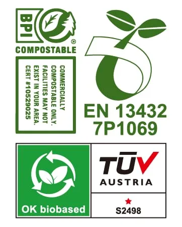 GREENER WALKER 100% Compostable Trash Bags, 1.6 Gallon-150Bags, ASTM D6400 BPI Biodegradable Food Kitchen Waste Bags 6L - Certificate