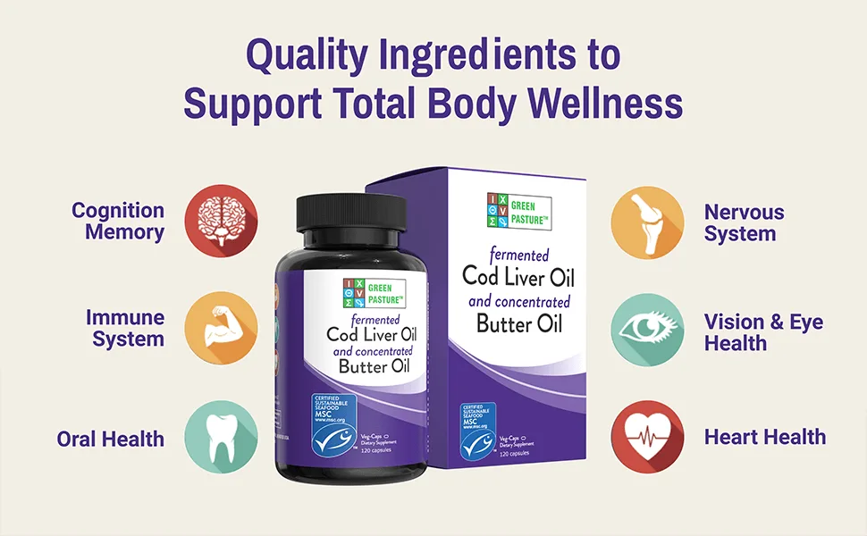 Green Pasture Blue Ice Royal Butter Oil / Fermented Cod Liver Oil Blend - 120 Capsules - Blend 120 Caps