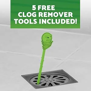 Green Gobbler Drain Clog Remover PAC'S | 5 Drain Opening Pacs & 5 Hair Drain Snake Tools | Best Drain Cleaner and Clog Remover - drain tools