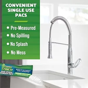 Green Gobbler Drain Clog Remover PAC'S | 5 Drain Opening Pacs & 5 Hair Drain Snake Tools | Best Drain Cleaner and Clog Remover - product information 10