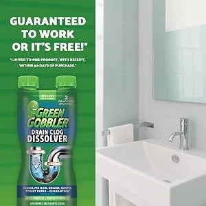 Green Gobbler Drain Clog Dissolver, Drain Opener-Cleaner ,Toilet Clog Remover, 31 oz - guaranteed to work