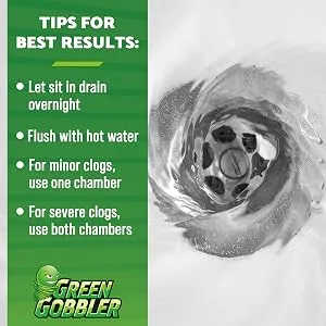 Green Gobbler Drain Clog Dissolver, Drain Opener-Cleaner ,Toilet Clog Remover, 31 oz - tips for use