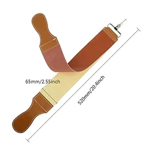 Grandslam Leather Strop for Straight Razor Sharpening and Smooth - Professional Straight Razor Knife Cowhide and Canvas Dual Strop (Type 1, Brown) - product information 2