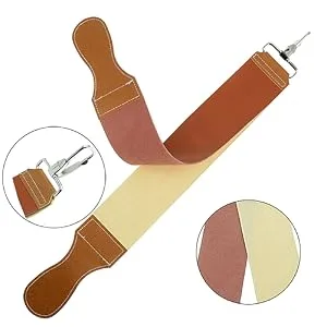 Grandslam Leather Strop for Straight Razor Sharpening and Smooth - Professional Straight Razor Knife Cowhide and Canvas Dual Strop (Type 1, Brown) - product information 3