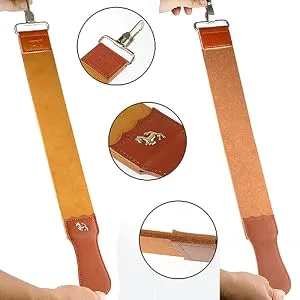 Grandslam Leather Strop for Straight Razor Sharpening and Smooth - Professional Straight Razor Knife Cowhide and Canvas Dual Strop (Type 1, Brown) - product information 4