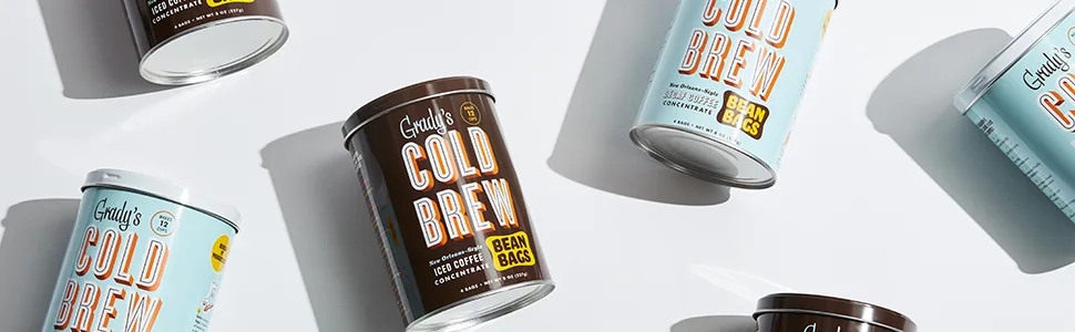Grady's Cold Brew Coffee, Single Can with 4 (2oz.) Bean Bags, 12 Total Servings Original 4 Count (Pack of 1) - Can Banner