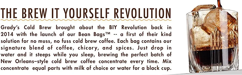 Grady's Cold Brew Coffee, Single Can with 4 (2oz.) Bean Bags, 12 Total Servings Original 4 Count (Pack of 1) - Revolution