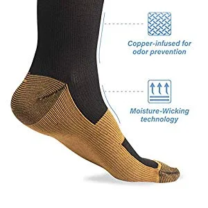 Graduated Copper Compression Socks for Men & Women Circulation 8 Pairs 15-20mmHg - Best for Running Athletic Cycling Large-X-Large 01 Black - product information 7