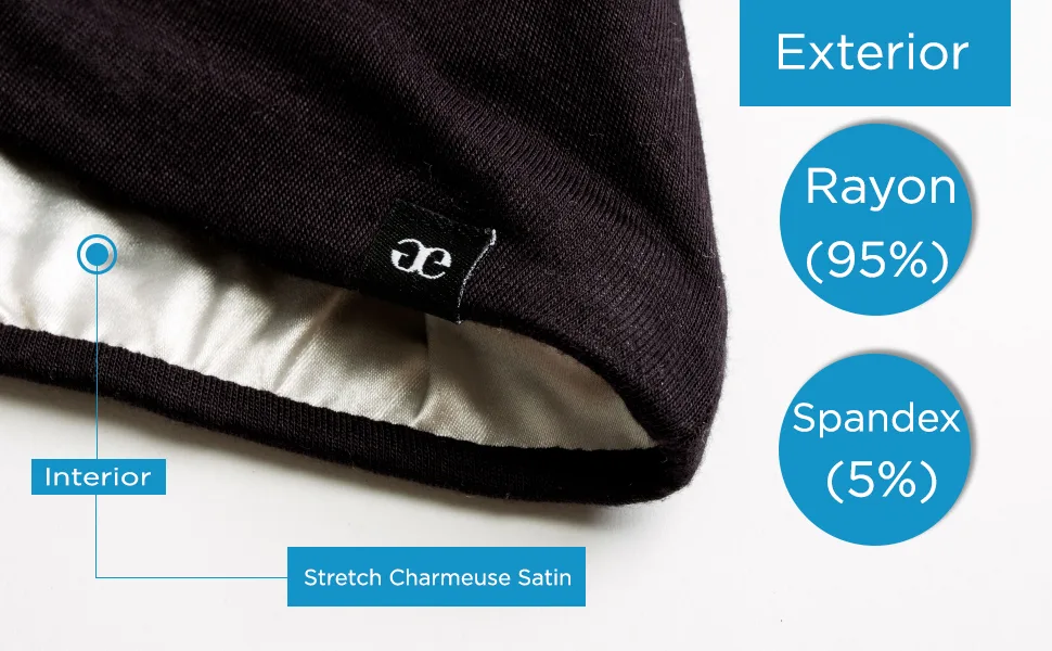 Grace Eleyae GE Women's Satin Lined Sleep Cap Slap Silky Beanie Soft Smooth & Stylish Hair Care Hat Black - product information 8