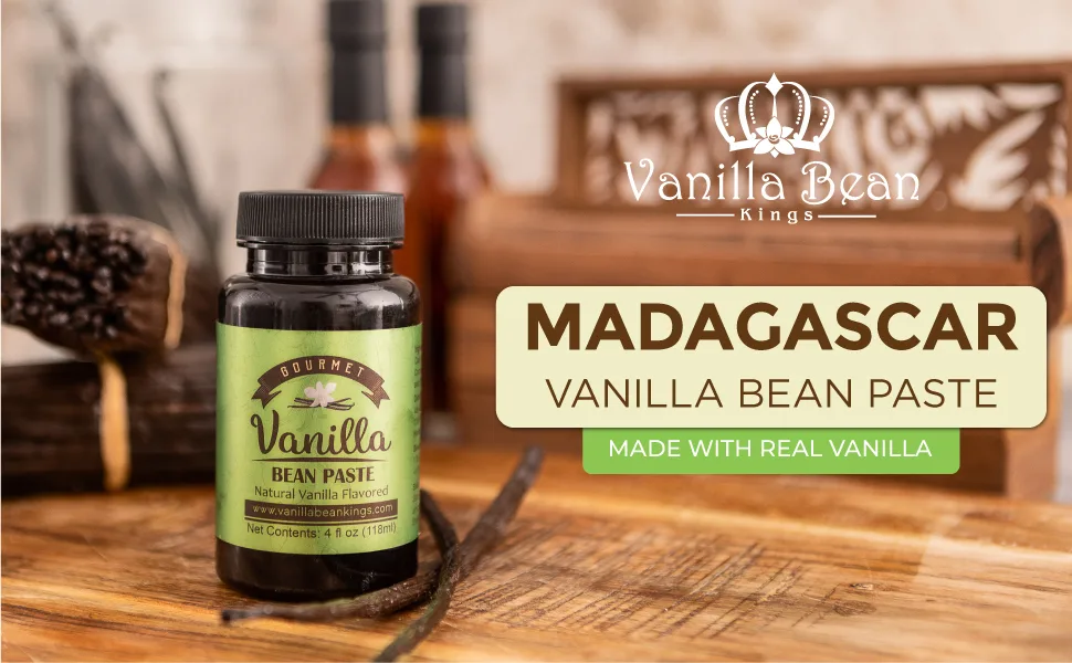 Gourmet Vanilla Bean Paste for Baking and Cooking - Gourmet Madagascar Bourbon Blend made with Real Vanilla Seeds - 32 Ounces 2 Pound (Pack of 1) - madagascar vanilla bean kings whole pods grade a b extract paste baking desserts