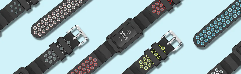 GOSETH Compatible with Fitbit Charge 4/Fitbit Charge 3 Bands with Case, Silicone Strap with Shatter-Resistant Protective Frame for Fitbit Charge 3/SE/Charge 4 and Special Editions (Black&Grey) - 7 corors