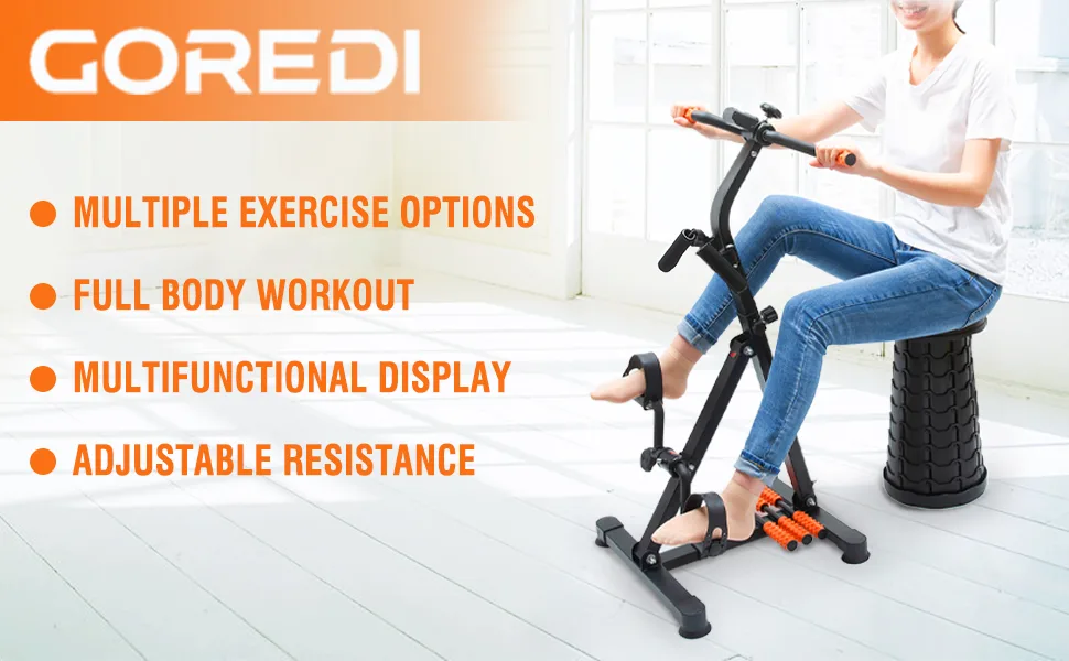 GOREDI Foldable Pedal Exerciser, Upgraded Under Desk Bike for Arm/Leg Workout, Portable Sitting Desk Cycle for Office,Senior, Mini Exercise Bike with LCD Monitor Black/Orange - product information 9