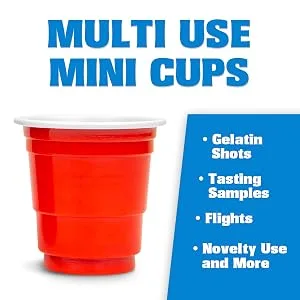 GoPong 2oz Plastic Shot Cups - Pack of 200, Disposable Mini 2oz Party Cups, Red - cups