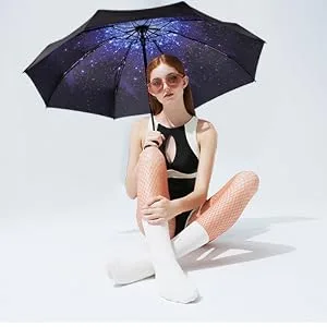 Goothdurs Mini Travel Compact Windproof Umbrella - Small Folding Lightweight Sun & Rain Umbrellas with 95% UV Protection for Women Men A1_Black - sun umbrella