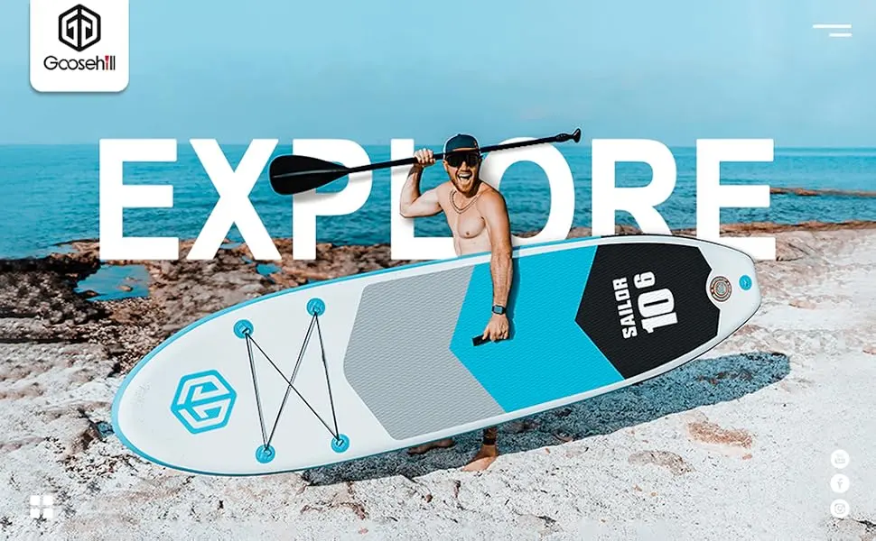 Goosehill Inflatable Stand Up Paddle Board 10'6" x 32" x 6", Reinforced Double Layer All-Around Paddleboard for All Skill Level, Premium SUP Package, Patterns Open for Customization Sailor Blue - product information 10