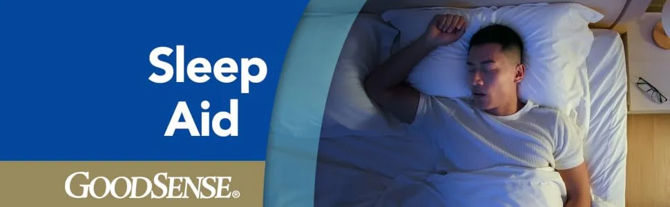 GoodSense Nighttime Sleep-Aid Softgels, Diphenhydramine HCl 50 mg, Relieves Occasional Sleeplessness, 32 Count - Sleep Aid Header