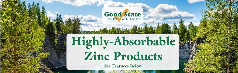 Good State - Ionic Liquid Zinc Ultra Concentrate - highly absorbable zinc products, high absorbing zinc, ionic zinc, liquid zinc