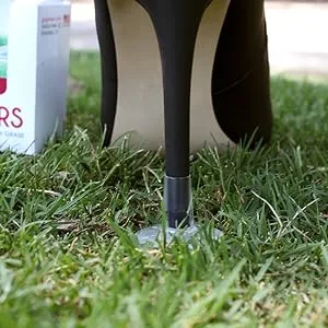 GoGoHeel STOPPERS Heel Protectors - Stops Sinking into Grass (Small) Small (9-11 mm) - GoGoHeel STOPPERS Heel Protector on black high heels in grass
