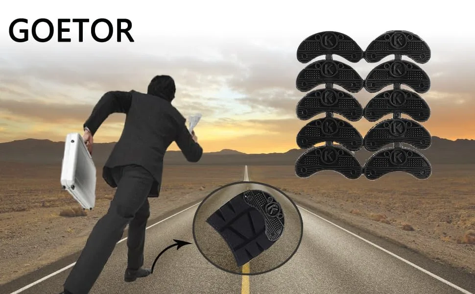 GOETOR Heel Plates 30 PCS Rubber Shoes Heel Taps Tips Repair Pad Replacement for Boots and Shoes with Nails (Black) - GOETOR