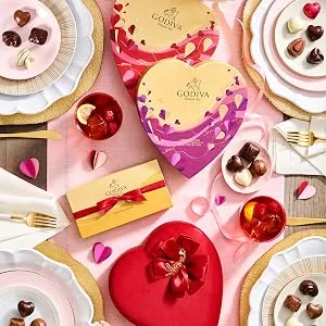 Godiva Chocolatier Signature Assorted Chocolate Truffles Gift Box with Red Ribbon, 24 Pieces - Exquisite Packaging