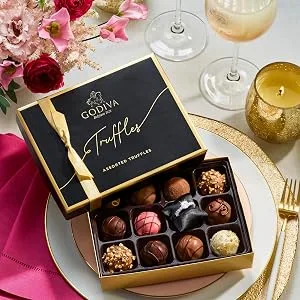 Godiva Chocolatier Signature Assorted Chocolate Truffles Gift Box with Red Ribbon, 24 Pieces - Valentines day truffle proposal 2022