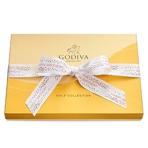 Godiva Chocolatier Assorted Chocolate Truffles Gold Gift Box, Happy Birthday Ribbon, White, 14.6 Oz - Godiva Chocolates