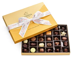 Godiva Chocolatier Assorted Chocolate Truffles Gold Gift Box, Happy Birthday Ribbon, White, 14.6 Oz - Godiva Chocolatier Assorted Chocolate Truffles Gold Gift Box