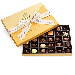 Godiva Chocolatier Assorted Chocolate Gold Gift Box, Thank You Ribbon, 36 pc. - Godiva Chocolatier Assorted Chocolate Truffles Gold Gift Box