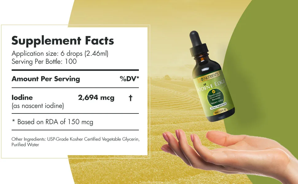 Go Nutrients Nascent Iodine Supplement - High Potency Liquid Drops - Non-GMO, Gluten-Free Iodine Edge Supplement - 30 ml (1.0 fl oz) - B00J09K8EA
