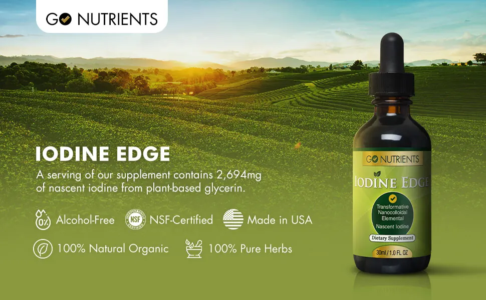 Go Nutrients Nascent Iodine Supplement - High Potency Liquid Drops - Non-GMO, Gluten-Free Iodine Edge Supplement - 30 ml (1.0 fl oz) - B00J09K8EA