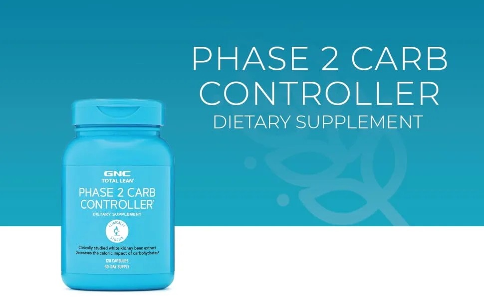 GNC Total Lean Phase 2 Carb Controller | Decreases Calorie Impact from Carbohydrates | 120 Capsules - GNC Total Lean Phase 2 Carb Controller: Reduce Caloric Impact Of Carbohydrates