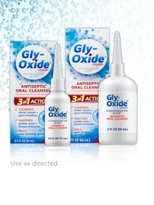 Gly-Oxide Alcohol-Free Antiseptic Mouth Sore Rinse, 2 oz Gly-Oxide Oral Cleanser 2 Fl Oz (Pack of 1) - Gly-Oxide