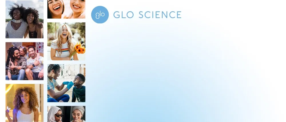 GLO Science  GLO Classic Brilliant Teeth Whitening Device Kit with Patented Warming Mouthpiece and Blue LED Light Technology  Designed for Sensitive Teeth, White Device - 2022 Glo Science Brandstory