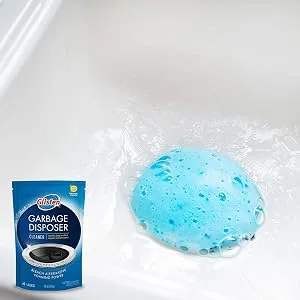 Glisten Garbage Disposer Cleaner, Odor Eliminator with Foaming Action, Removes Build-up and Deep Cleans, Lemon Scent, 4 Uses Bagged 4 Uses - Sink with foaming cleaner