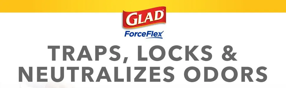 Glad ForceFlex Tall Kitchen Drawstring Trash Bags, 13 Gallon, Unscented, 120 Count. 120 Count (Pack of 1) - trash bags;glad trash bags;kitchen trash bags;glad tall kitchen bags;hefty trash bags;tall trash