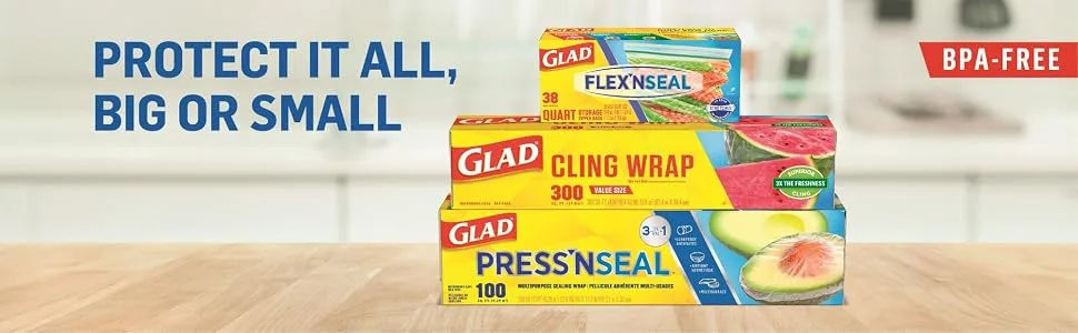 Glad Press'n Seal Plastic Food Wrap - 70 Square Foot Roll (Package May Vary) - pressnseal wrap box; pressnseal wrap roll; pressnseal wrap cutter; pressnseal wrap packing; pressnse