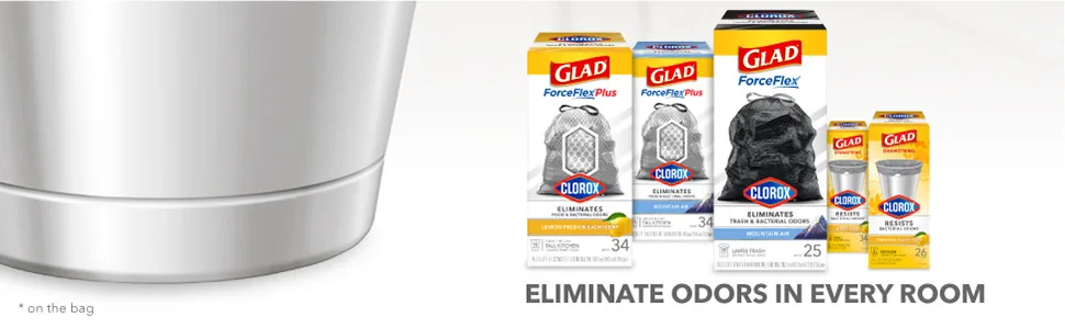 Glad Medium Drawstring Trash Bags with Clorox, 8 Gallon Grey Trash Bags, Lemon Fresh Bleach Scent, (Package May Vary), Lemon, 80 Count - unspecified