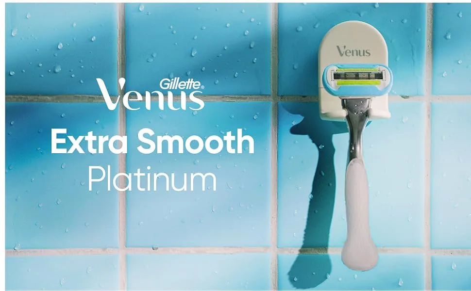 Gillette Venus Platinum Extra Smooth Razors for Women, 1 Venus Razor, 4 Razor Blade Refills, Metal Handle with Anti-Slip Grip - Venus Extra Smooth Platinum