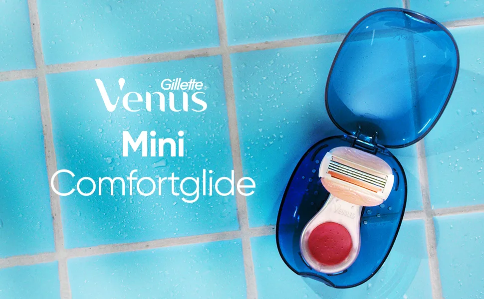 Gillette Venus Mini ComfortGlide White Tea Razors for Women, Includes 1 Venus Razor Mini Handle, 3 Razor Blade Refills, 1 Travel Case Handle + 3 Refills + Case - gillette venus mini comfortglide