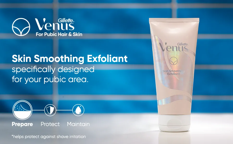 Gillette Venus Intimate Grooming Skin-Smoothing Exfoliant Preshave for Bikini Pubic Hair and Skin, 6 Oz - Specifically designed to help protect pubic skin from shave irritation